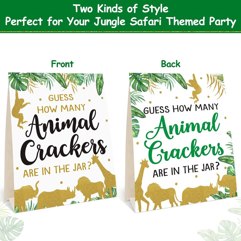 Bessmoso Gold Safari Baby Shower Decorations Supplies Guess How Many Animal Crackers Game with Standing Sign 30 Cards - Image 4